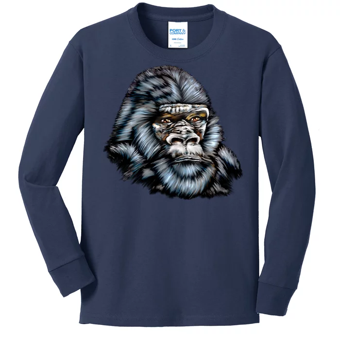 Wildlife - Big Face Gorilla Portrait Kids Long Sleeve Shirt