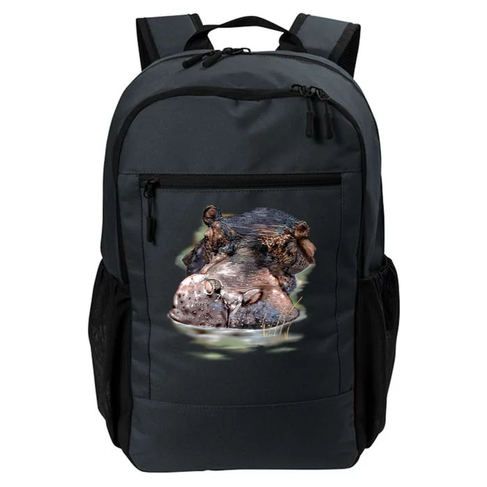 Wildlife - Big Face Hippo Portrait Daily Commute Backpack