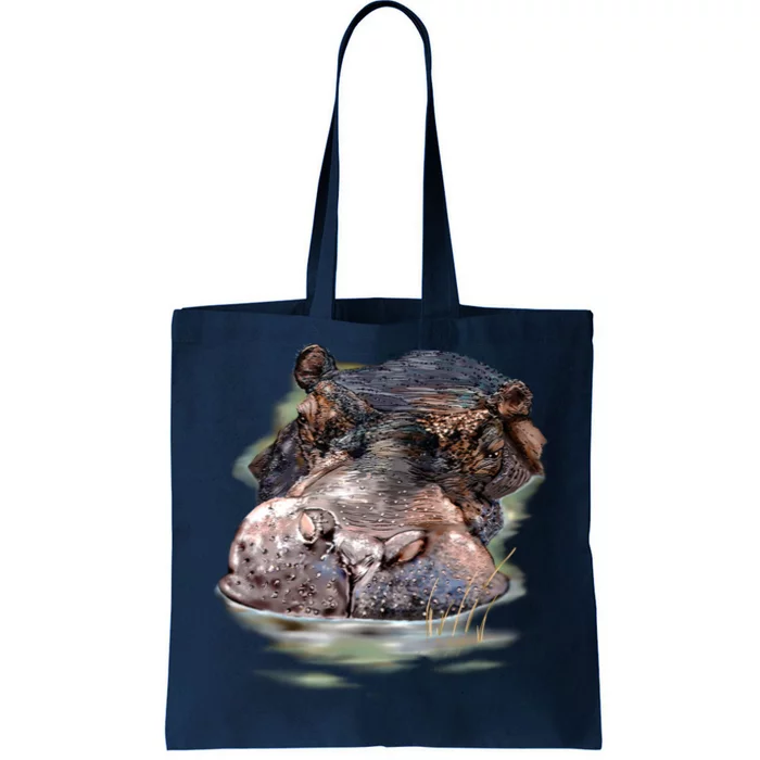 Wildlife - Big Face Hippo Portrait Tote Bag