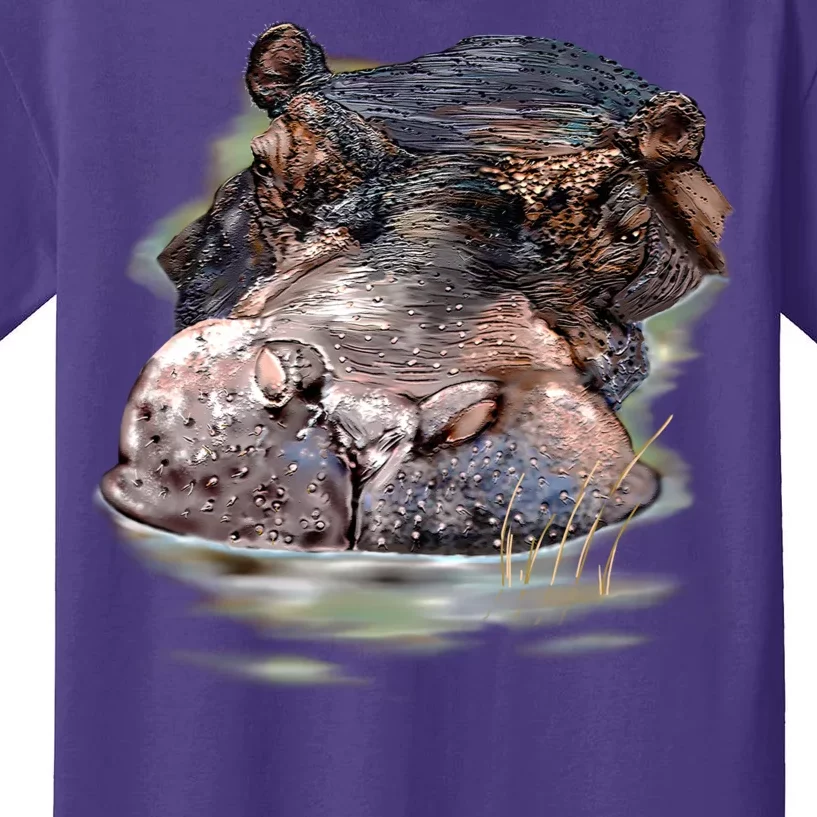 Wildlife - Big Face Hippo Portrait Kids T-Shirt