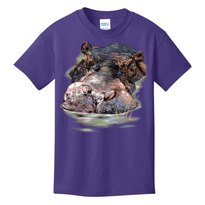 Wildlife - Big Face Hippo Portrait Kids T-Shirt