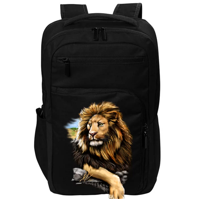 Wildlife - Big Face Proud Lion Portrait Impact Tech Backpack