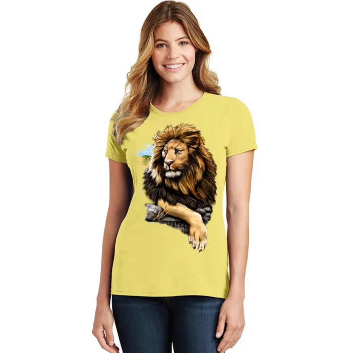 Wildlife - Big Face Proud Lion Portrait Women's T-Shirt