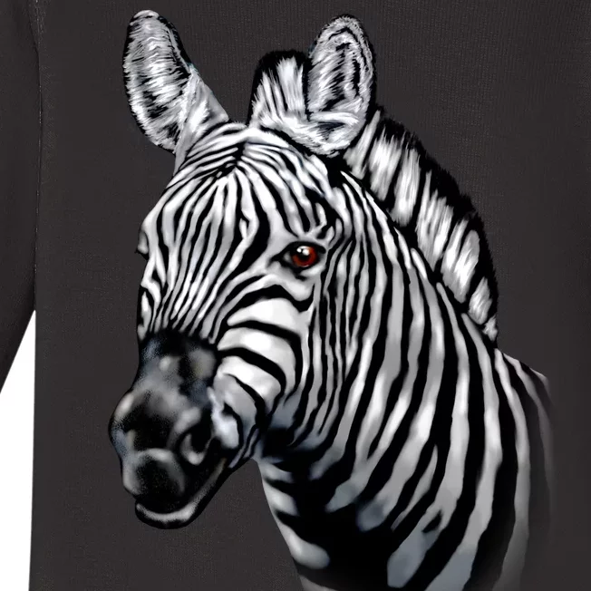 Wildlife - Big Face Zebra Up Close Portrait Baby Long Sleeve Bodysuit