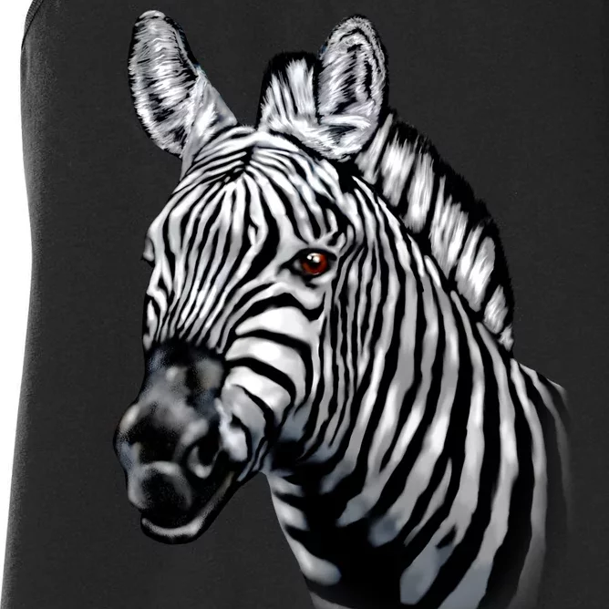 Wildlife - Big Face Zebra Up Close Portrait Women's Racerback Tank