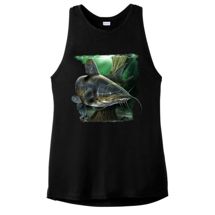 Wildlife - Catfish Swim Ladies Tri-Blend Wicking Tank