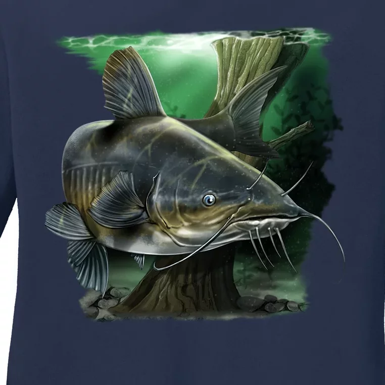 Wildlife - Catfish Swim Ladies Long Sleeve Shirt