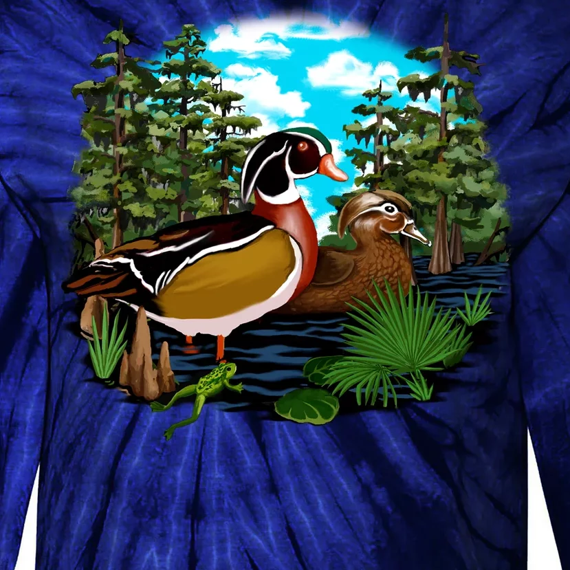 Wildlife - Ducks Portrait Tie-Dye Long Sleeve Shirt