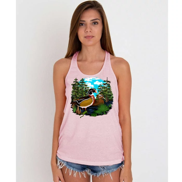 Wildlife - Ducks Portrait Women's Knotted Racerback Tank