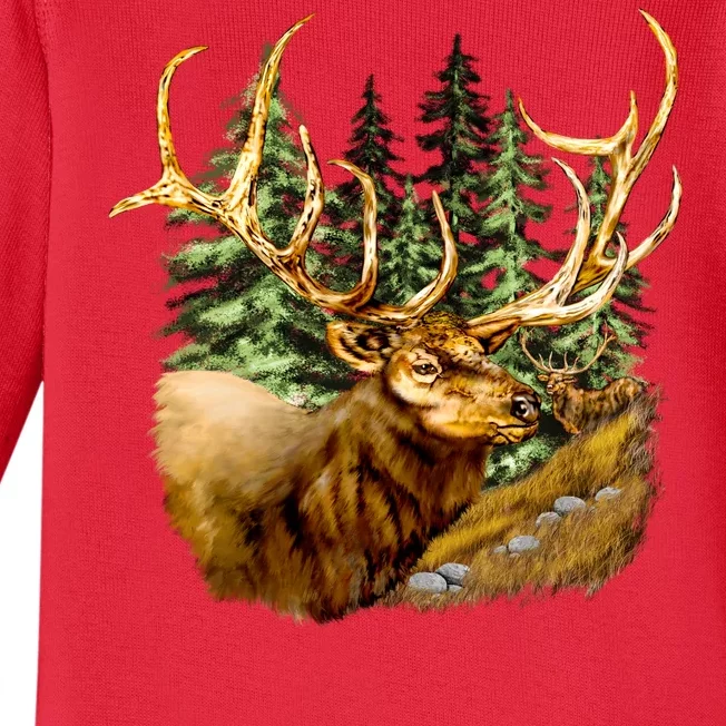 Wildlife - Elk Portrait Baby Long Sleeve Bodysuit