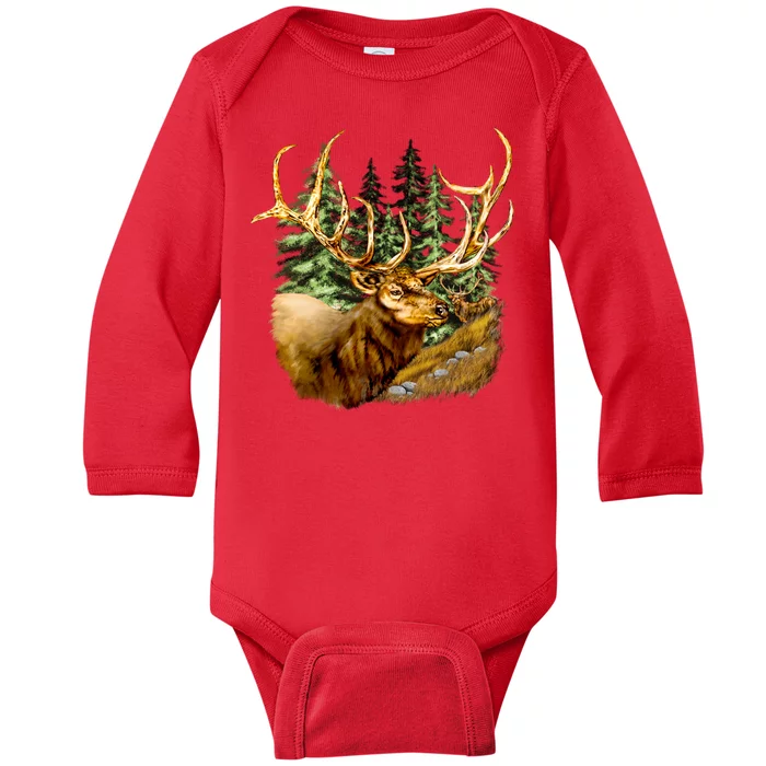 Wildlife - Elk Portrait Baby Long Sleeve Bodysuit