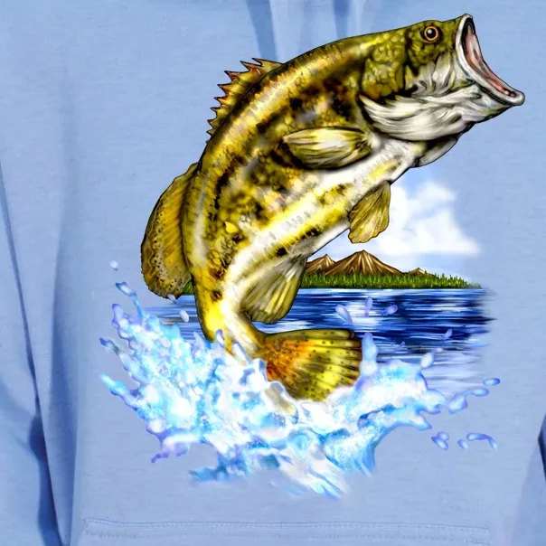 Wildlife - Fish Fishing Large Mouth Bass Portrait Unisex Surf Hoodie