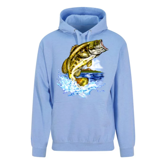 Wildlife - Fish Fishing Large Mouth Bass Portrait Unisex Surf Hoodie