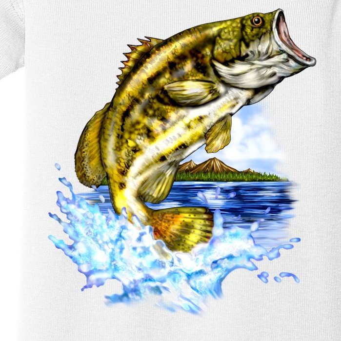 Wildlife - Fish Fishing Large Mouth Bass Portrait Baby Bodysuit