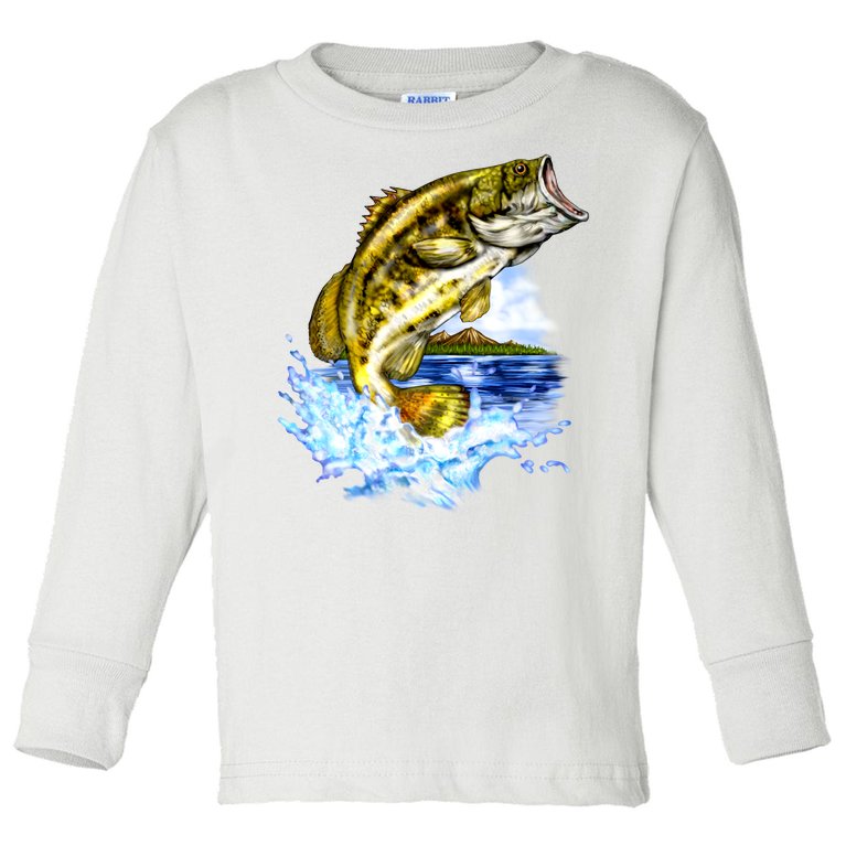 Wildlife - Fish Fishing Large Mouth Bass Portrait Toddler Long Sleeve Shirt