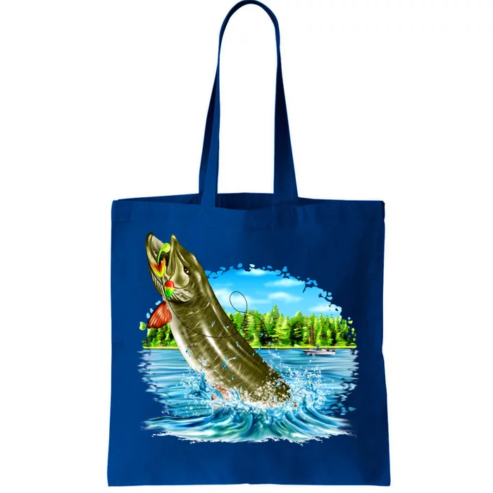 Wildlife - Fishing Muskie Fish Portrait Tote Bag