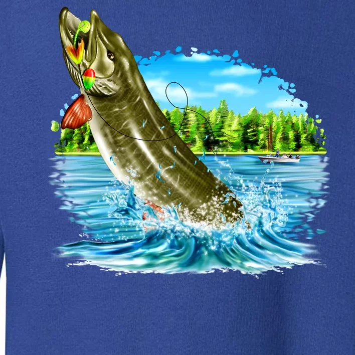 Wildlife - Fishing Muskie Fish Portrait Toddler Sweatshirt