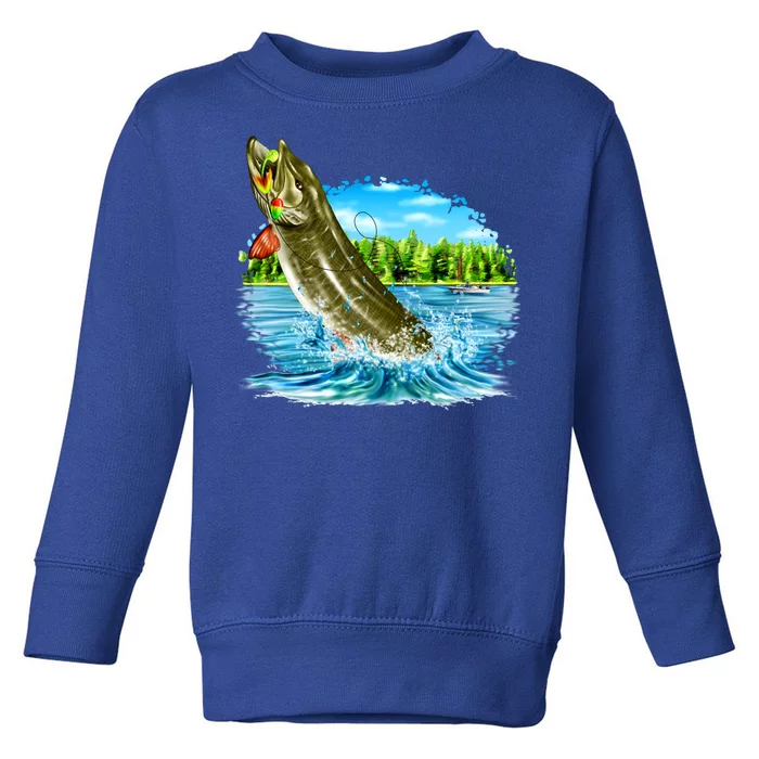 Wildlife - Fishing Muskie Fish Portrait Toddler Sweatshirt