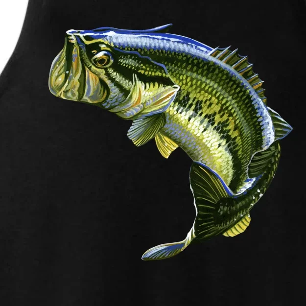 Wildlife - Large Mouth Bass Jumping Ladies Tri-Blend Wicking Tank