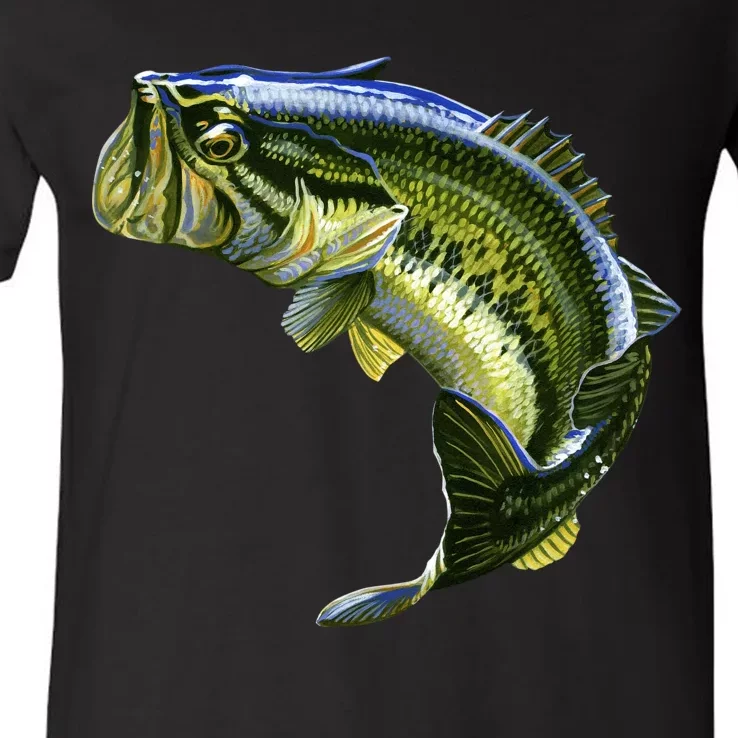 Wildlife - Large Mouth Bass Jumping V-Neck T-Shirt