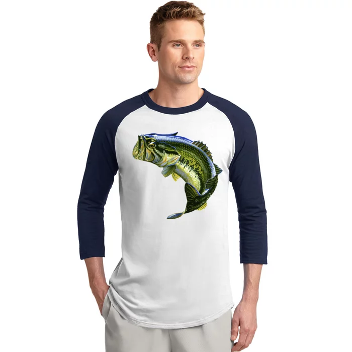 Wildlife - Large Mouth Bass Jumping Baseball Sleeve Shirt