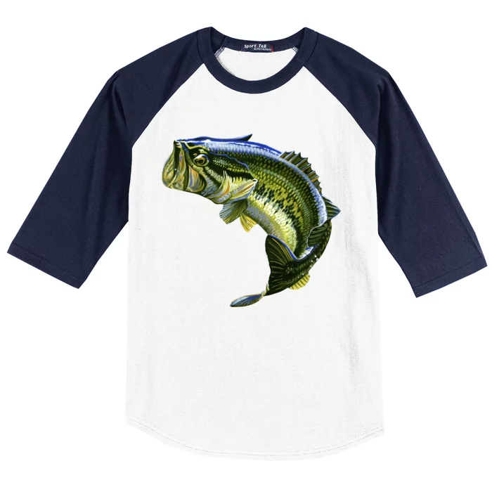 Wildlife - Large Mouth Bass Jumping Baseball Sleeve Shirt