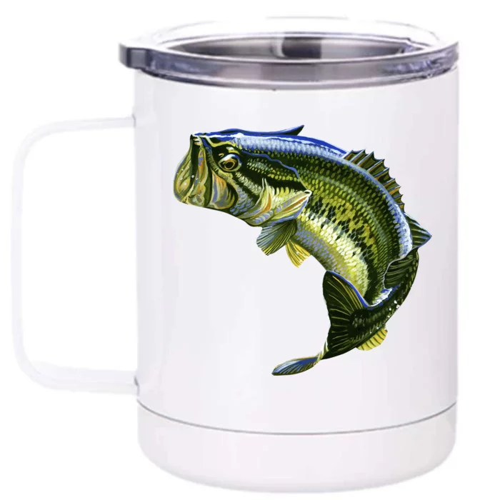 Wildlife - Large Mouth Bass Jumping Front & Back 12oz Stainless Steel Tumbler Cup