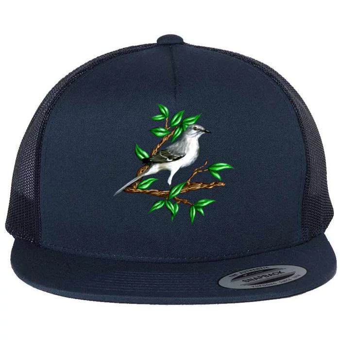 Wildlife - Mockingbird Posing Portrait Flat Bill Trucker Hat