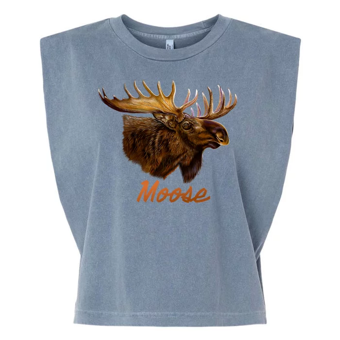 Wildlife - Moose Head Portrait Garment-Dyed Women's Muscle Tee