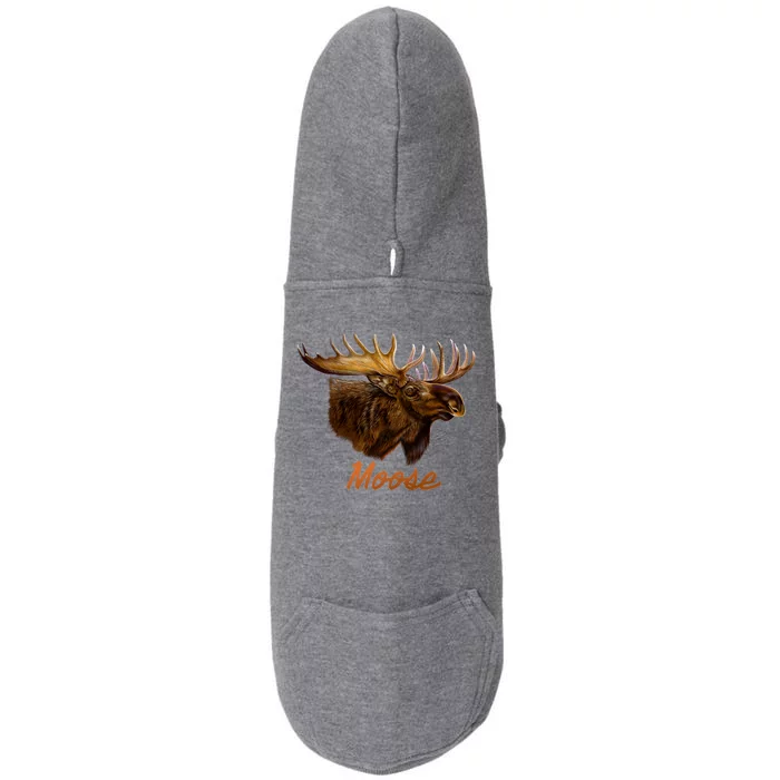 Wildlife - Moose Head Portrait Doggie 3-End Fleece Hoodie