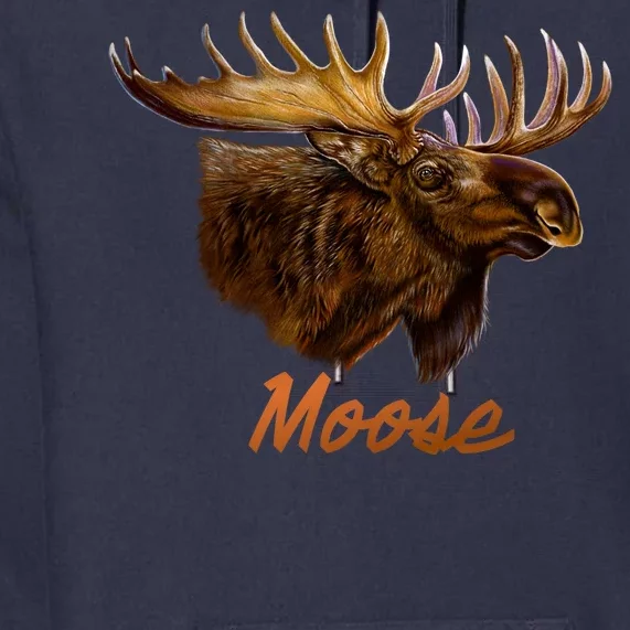 Wildlife - Moose Head Portrait Premium Hoodie