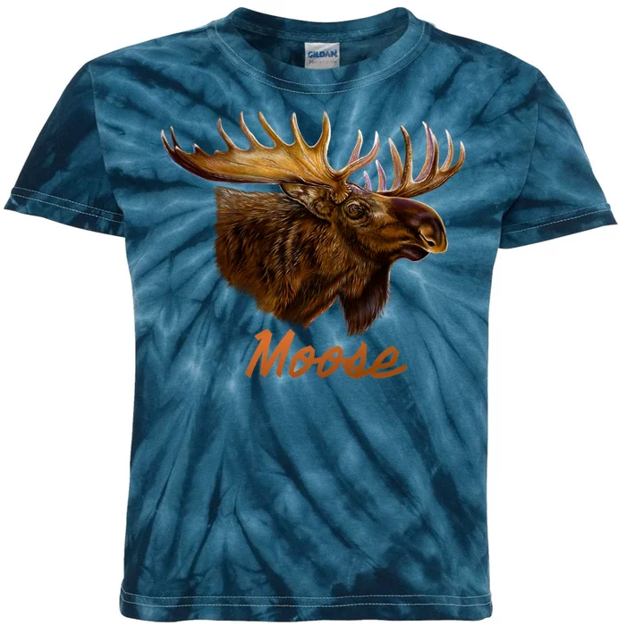 Wildlife - Moose Head Portrait Kids Tie-Dye T-Shirt