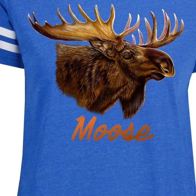 Wildlife - Moose Head Portrait Enza Ladies Jersey Football T-Shirt