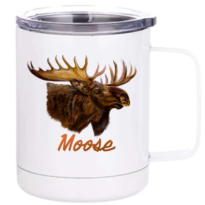 Wildlife - Moose Head Portrait Front & Back 12oz Stainless Steel Tumbler Cup