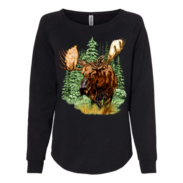 Wildlife - Moose Portrait Womens California Wash Sweatshirt