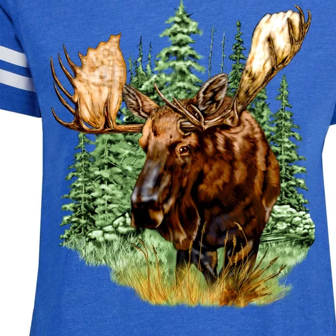 Wildlife - Moose Portrait Enza Ladies Jersey Football T-Shirt