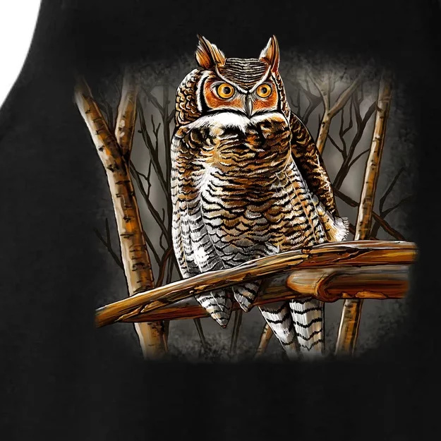 Wildlife - Owl Perched Ladies Tri-Blend Wicking Tank