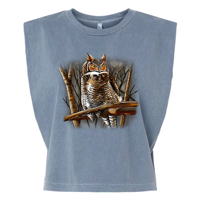 Wildlife - Owl Perched Garment-Dyed Women's Muscle Tee