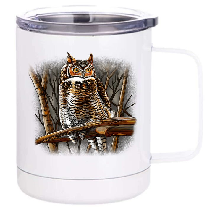 Wildlife - Owl Perched Front & Back 12oz Stainless Steel Tumbler Cup