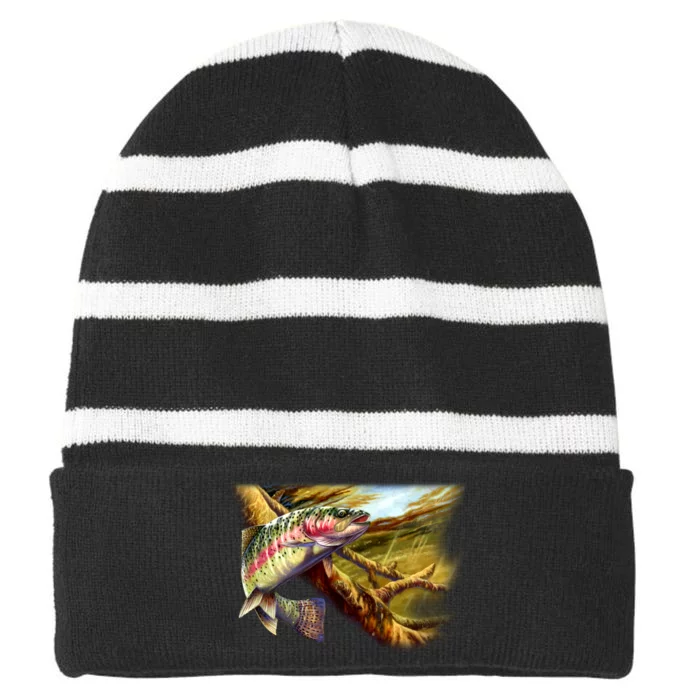 Wildlife - Rainbow Trout Striped Beanie with Solid Band