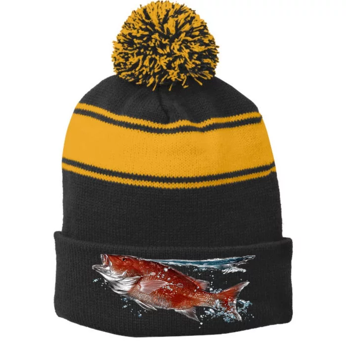 Wildlife - Red Snapper Surfacing Stripe Pom Pom Beanie