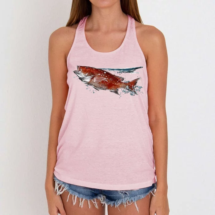 Wildlife - Red Snapper Surfacing Women's Knotted Racerback Tank