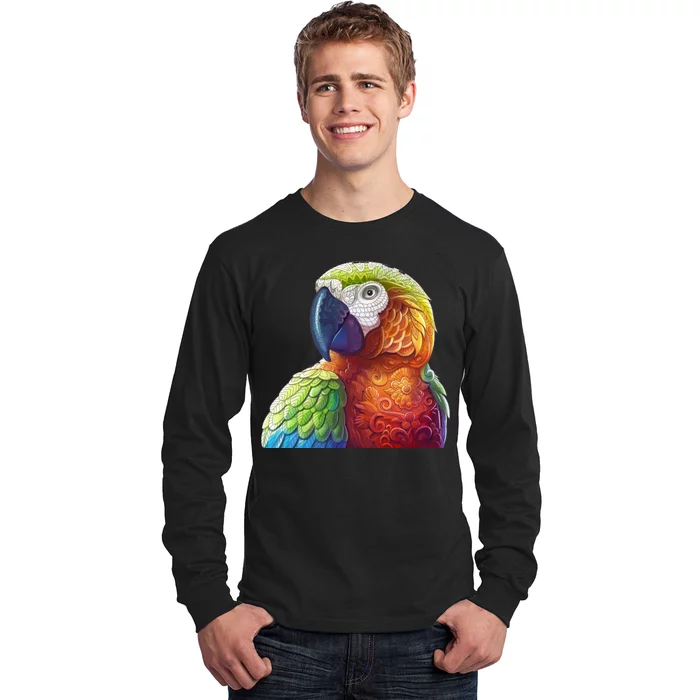 Wildlife - Scarlet Macaw Ara Parrot Long Sleeve Shirt