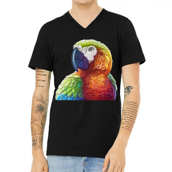 Wildlife - Scarlet Macaw Ara Parrot V-Neck T-Shirt