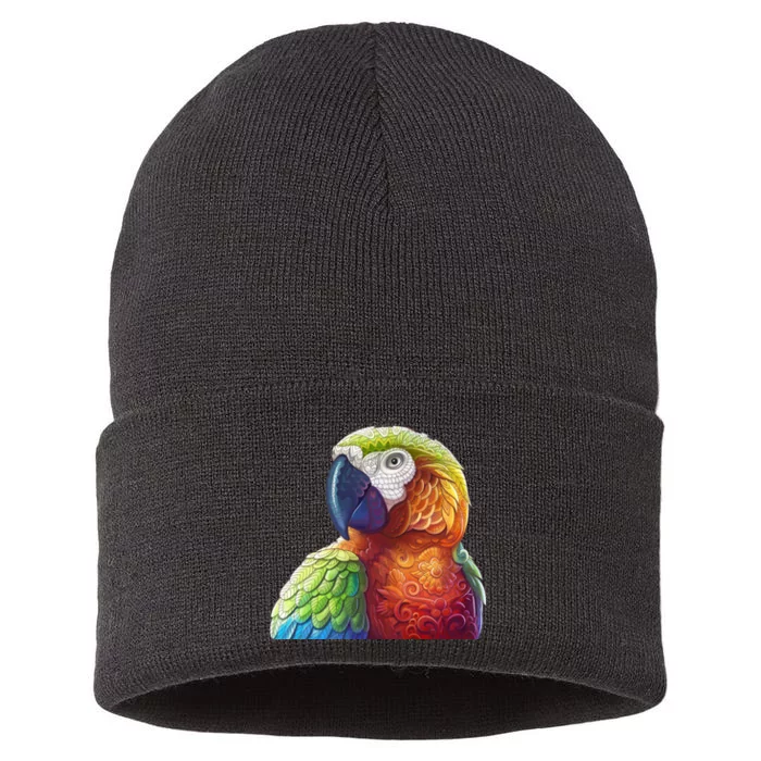 Wildlife - Scarlet Macaw Ara Parrot Sustainable Knit Beanie