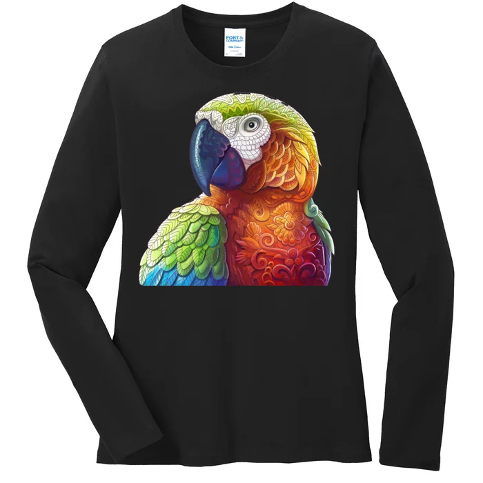 Wildlife - Scarlet Macaw Ara Parrot Ladies Long Sleeve Shirt