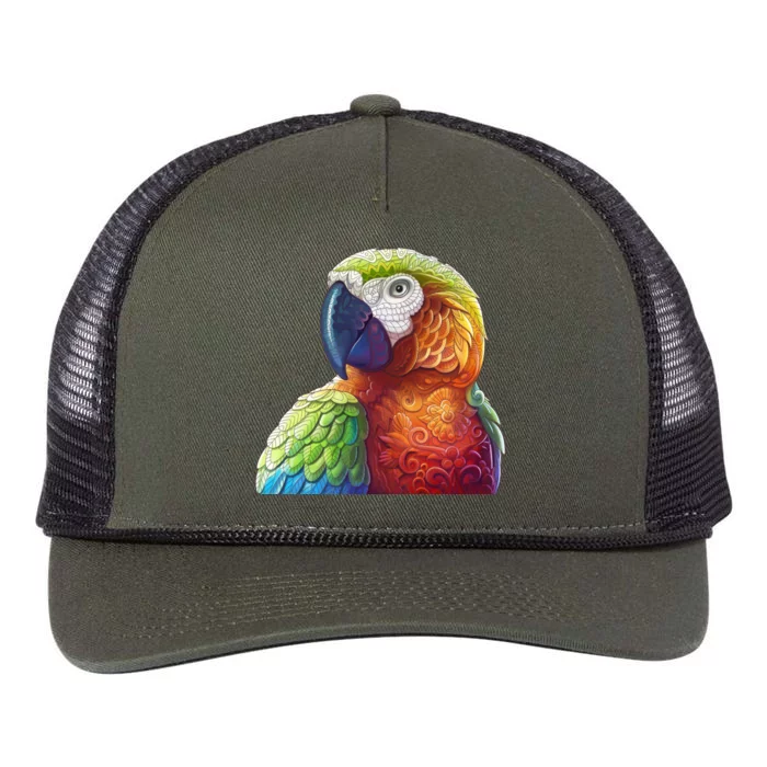 Wildlife - Scarlet Macaw Ara Parrot Retro Rope Trucker Hat Cap