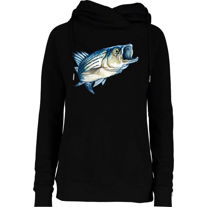 Wildlife - Striped Bass Womens Funnel Neck Pullover Hood