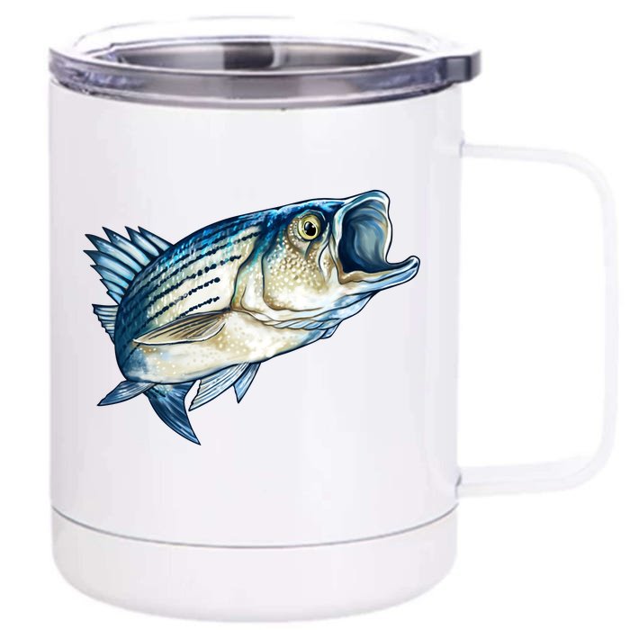 Wildlife - Striped Bass Front & Back 12oz Stainless Steel Tumbler Cup