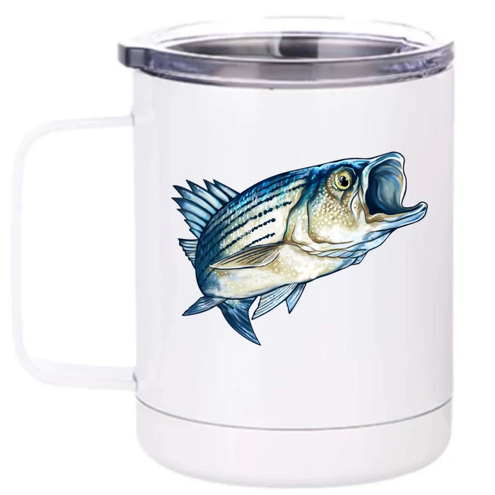 Wildlife - Striped Bass Front & Back 12oz Stainless Steel Tumbler Cup